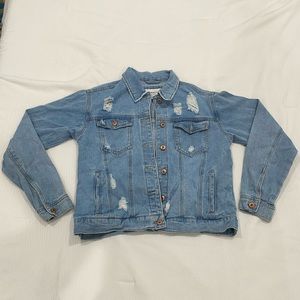 Blue distressed jean jacket